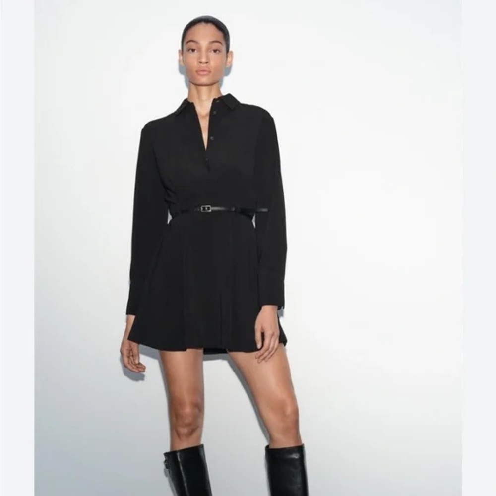 Zara NWT Black Belted Mini Dress - Size L